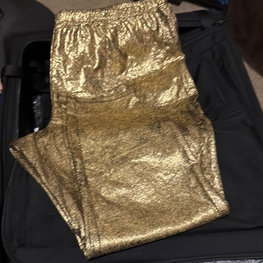 Ellos Gold Metallic Leggings Shimmering Statement Piece